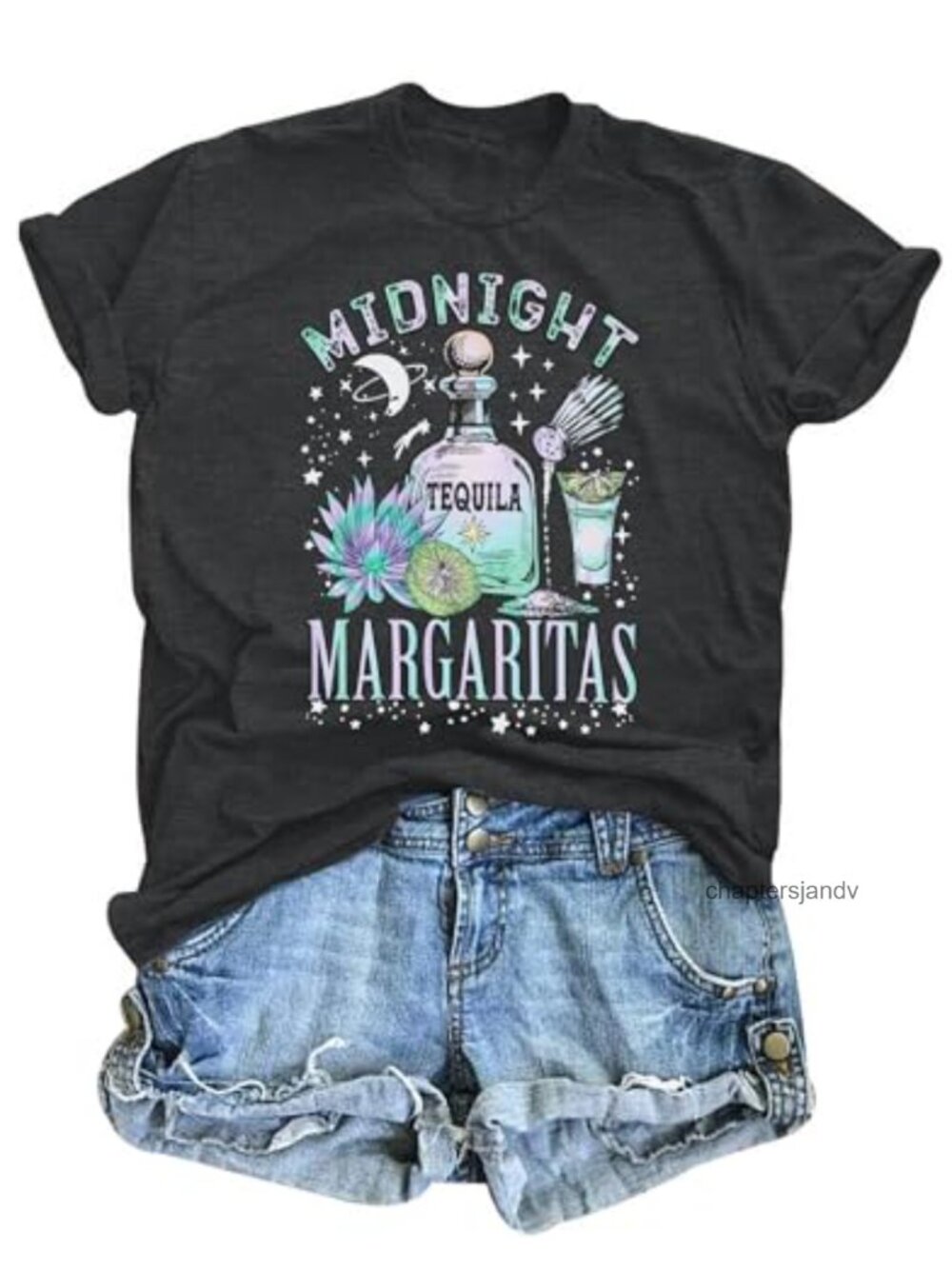 Witch Halloween Tequila Graphic T-Shirt Short Sleeve Crew Neck Women